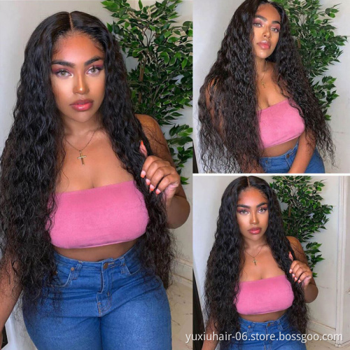 Wholesale Free Shipping Cuticle Aligned Unprocessed Brazilian Water Wave Virgin Human Hair Full Lace frontal Wig For Black Women